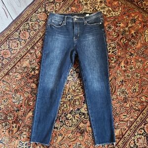 Banana Republic Premium Denim Mid Rise Skinny Cropped Jeans 30 Raw Hem